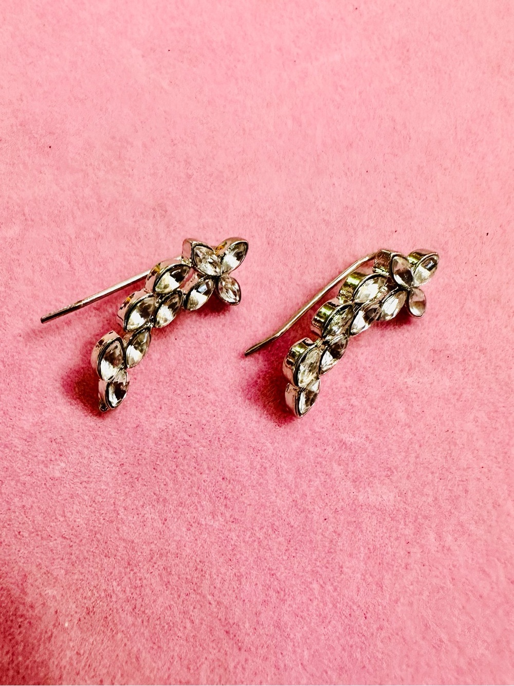Rhinestone Floral Climber Earrings